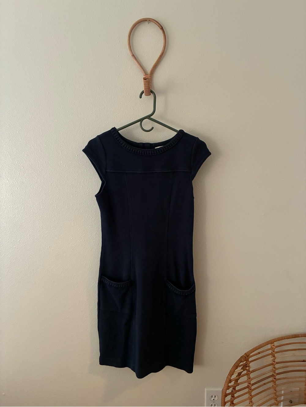 Boden Textured Dress with Pocket in Navy